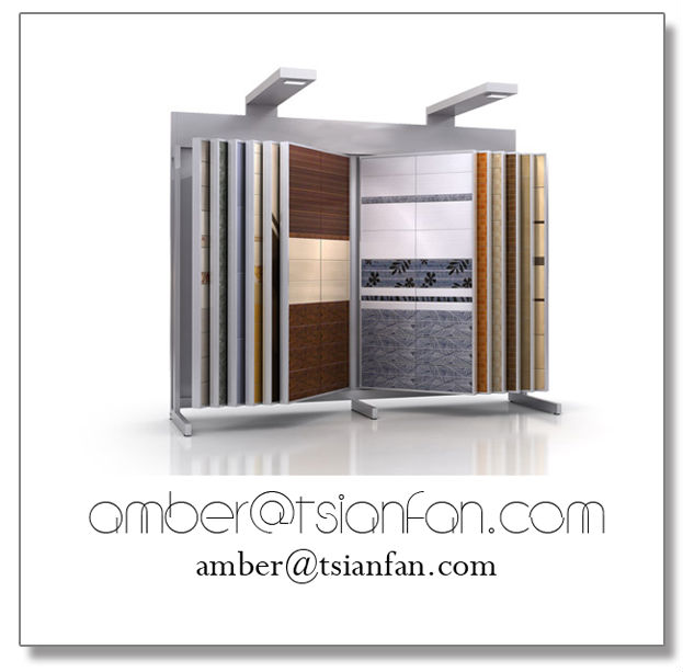 Illuminated Page Turning Ceramic Tile Exhibition Display Stand With Rotation Panels