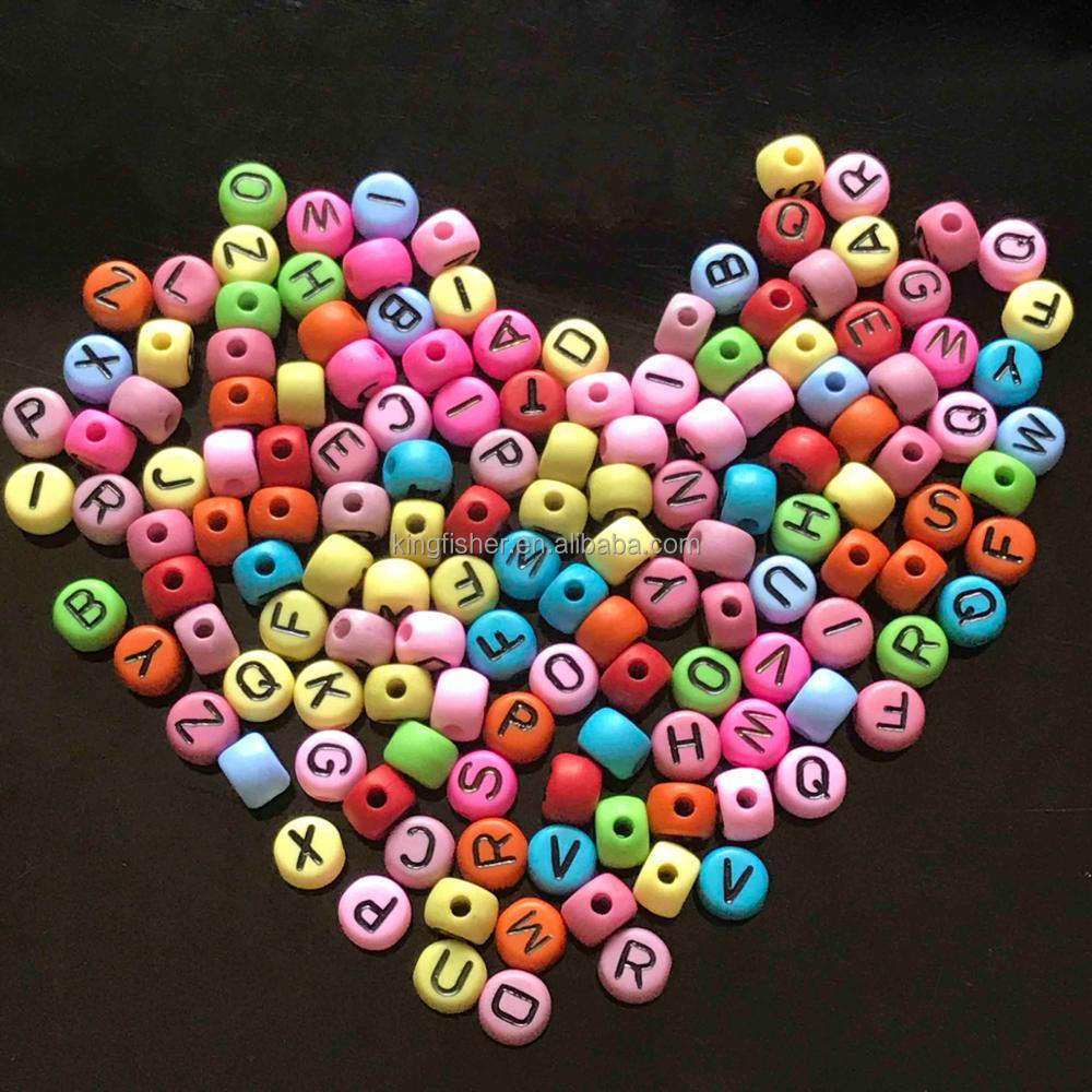 100-1000pcs flat round assorted solid colourful numbers beads approx 7mm