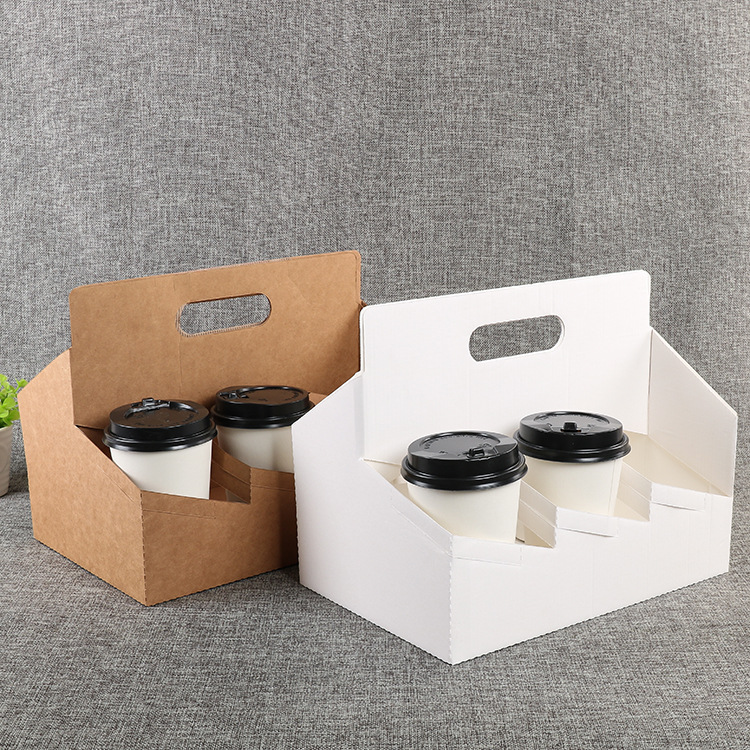 Eco Friendly Disposable Kraft Paper Take Out  Pack Coffee Cup Drink Carriers  Paper Cup Holders