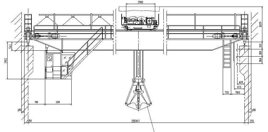 QZ Math Cydio Bwced grapple Hytrawstiau dwbl neu drawstiau Craen pont uwchben