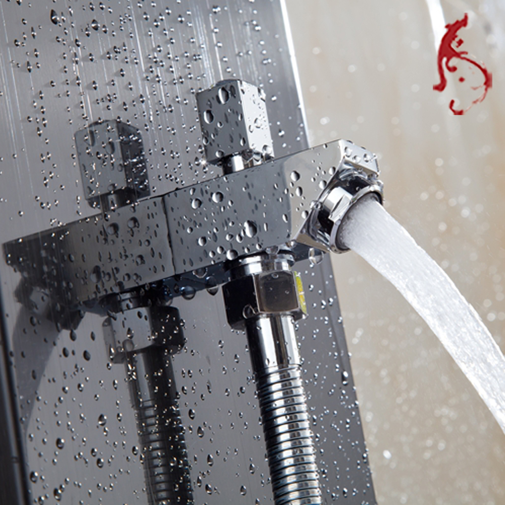 Stainless Steel 8 Body Spa Jets black Thermostatic Shower Panel