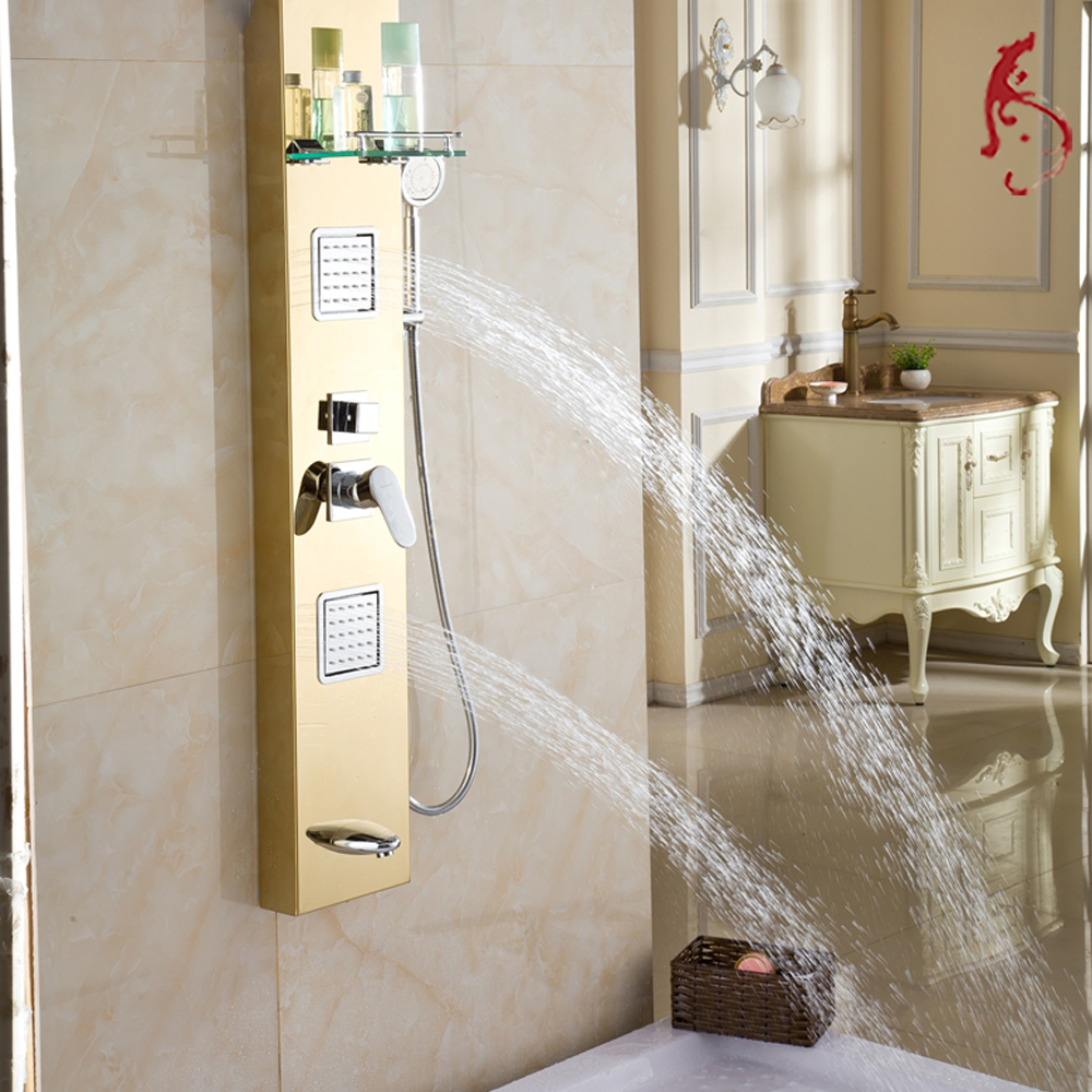 New Wall Mounted Bathroom Shower Set Faucet Chrome Finish Mixer Tap Rainfall Shower Panel