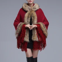 Winter Women Clothing Hooded Fur Coat Tassel Fluffy Women Coats