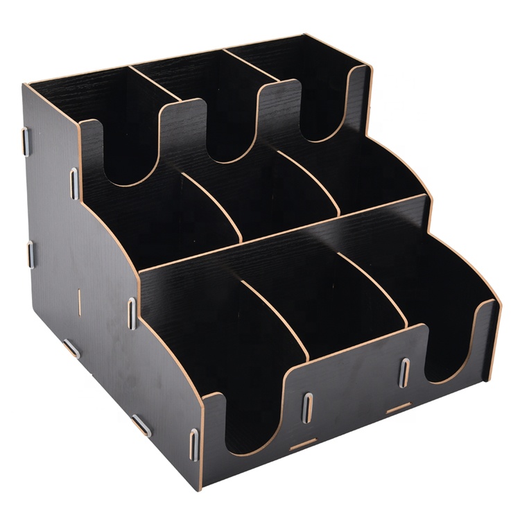 Органайзер для кофейных приправ с 9 отделениями, Черный Большой Вместительный многофункциональный сборный деревянный органайзер для бумажных стаканчиков