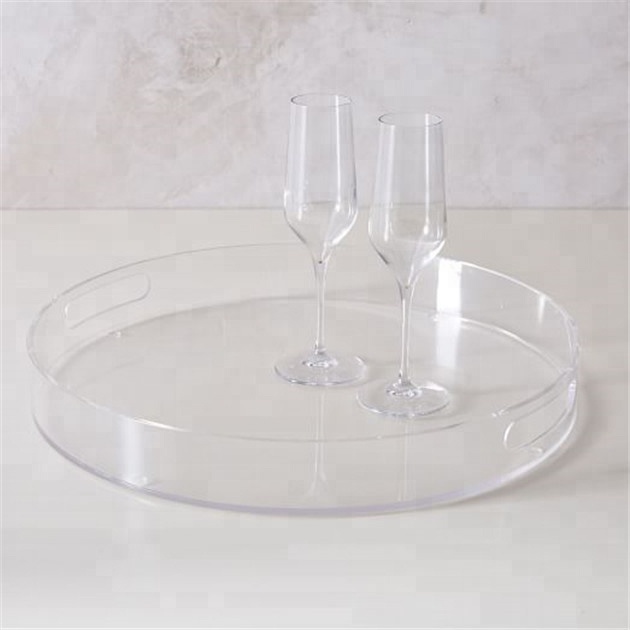 Classic Round Glass Robust Plastic High Quality Serving Tray 35cm