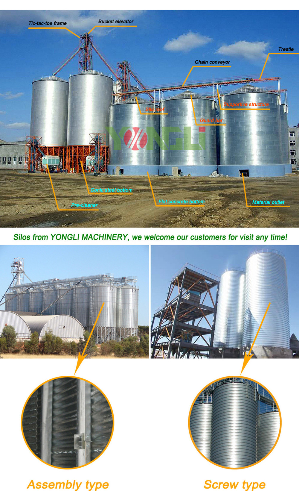 5000 tons grain storage silos