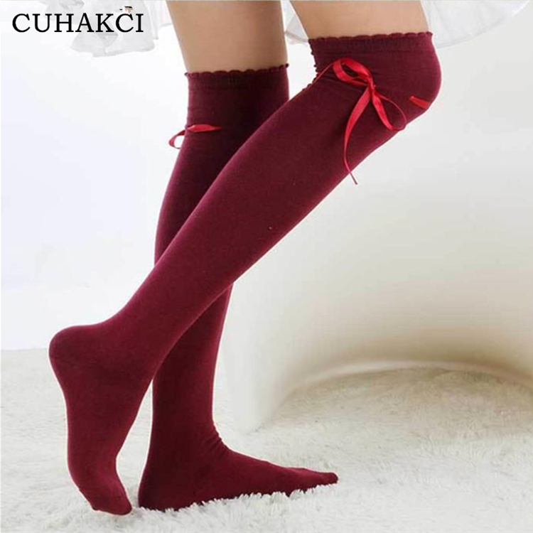 High Elasticity Girl Cotton Knee High Socks Uniform Chinese Salad Women Tube Socks