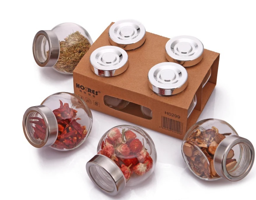 Fancy Food Storage Glass Jar For Nuts Tea Candy Condiments Food Glass Jar