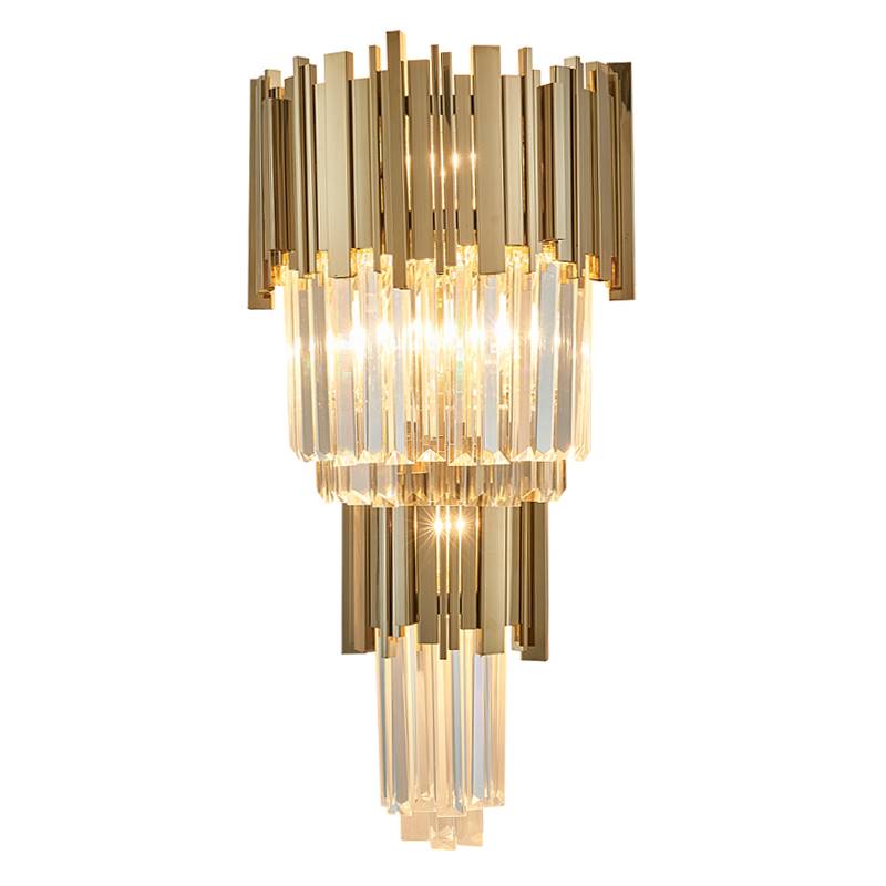 Hot selling double layer crystal hotel wall lamp