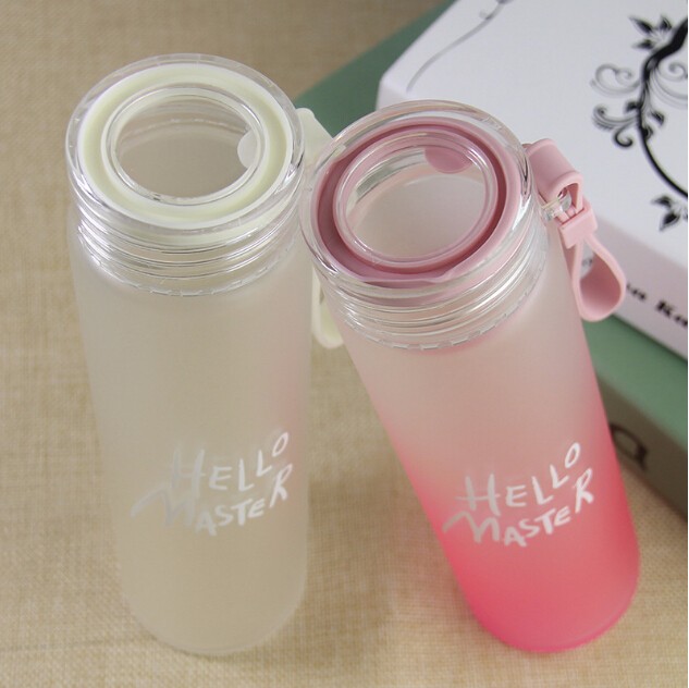 Wholesale wide mouth glass water bottle  glass bottle frosted glass beverage bottle