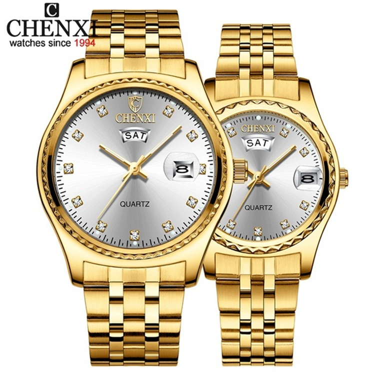 Catálogo de fabricantes de Chenxi Reloj De Oro De Los Chenxi 004a Cristal Diamante Oro Moda Pareja Relojes De