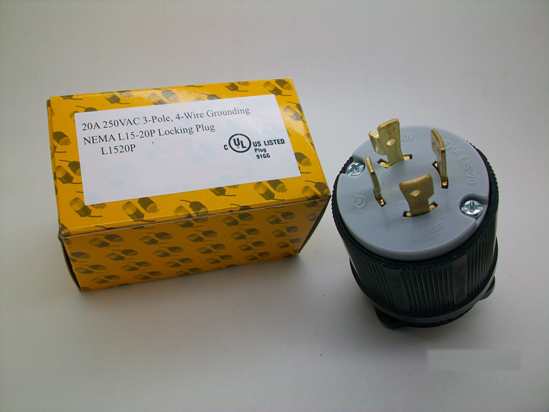 NEMA L15-20P Locking Plug - 20 Amp, 250VAC, 3P4W, Industrial Grade, CUL Listed - View #9