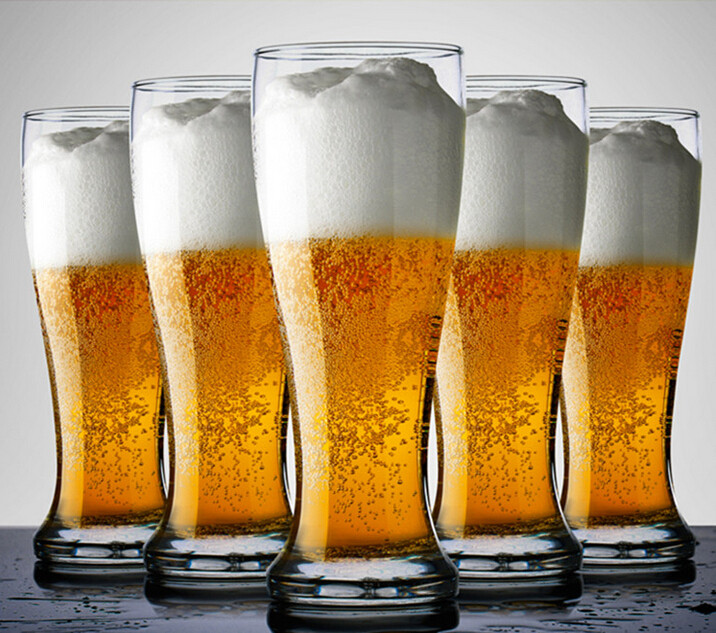 Thin Tall Glass Beer Mug Clear Customized Logo Print Frosted Laser Beer Mug