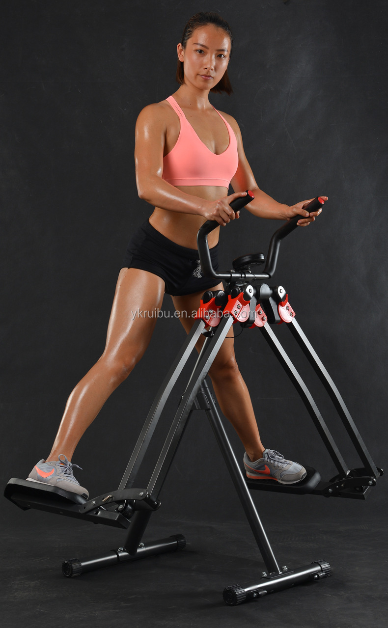 Folding Spacewalk Machine with LCD Monitor for Aerobic Exercise