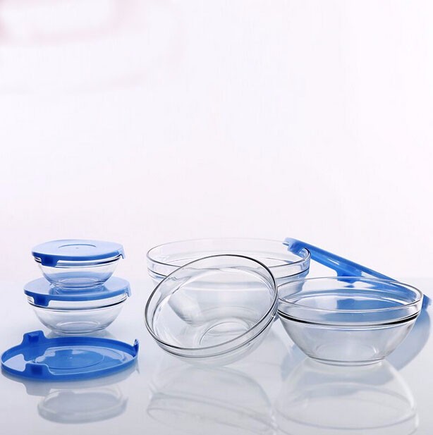 Haonai popular fancy 5pcs glass bowl set
