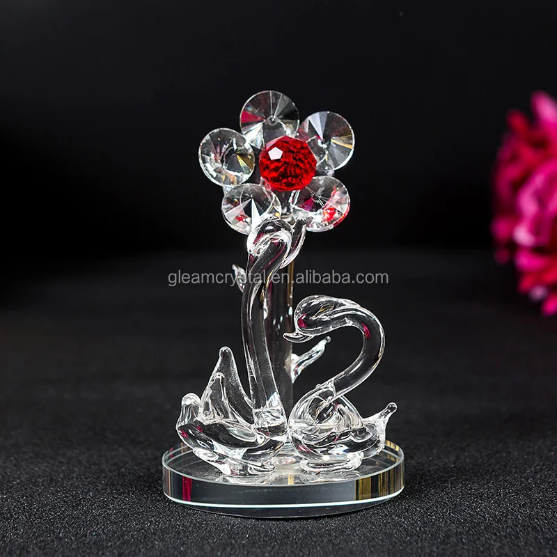 Блестящий Забавный маленький Кристальный цветок и Мишка для девочки Мишка Тедди Кристальные фигурки животных хрустальные сувениры