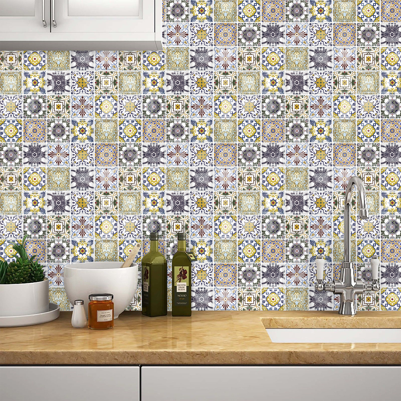 Spanish Assorted 10" x 10" PVC Peel and Stick Field Tile
