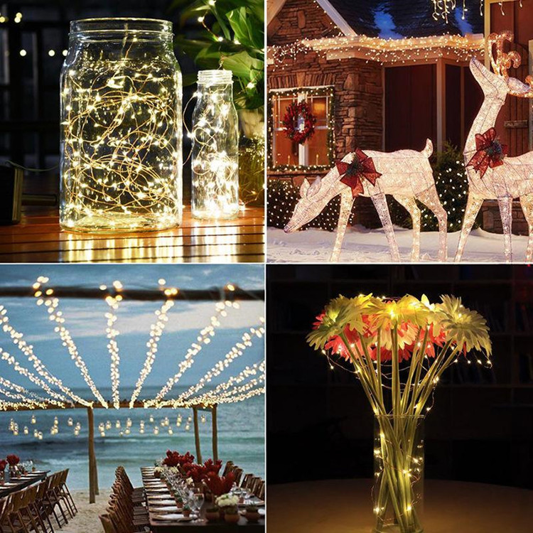 Outdoor LED Solar Light Copper Wire String Light Led  Light Chain For Christmas Decoration
