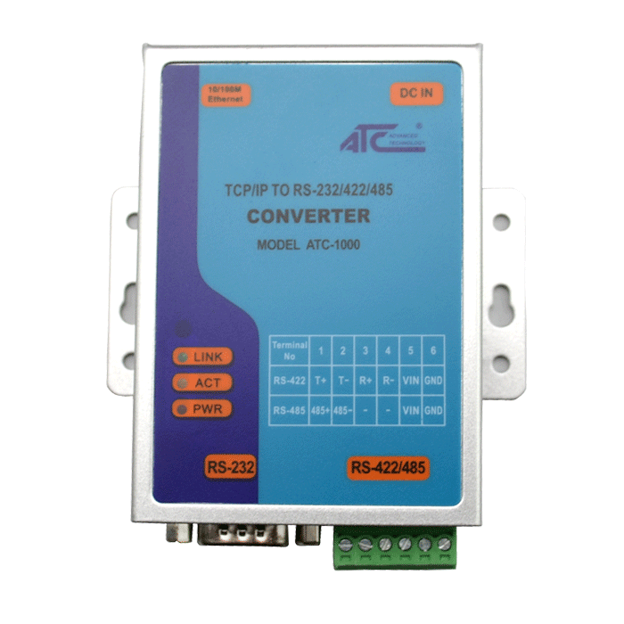 Ethernet для RS232/RS422/RS485 конвертер (ATC-1000)