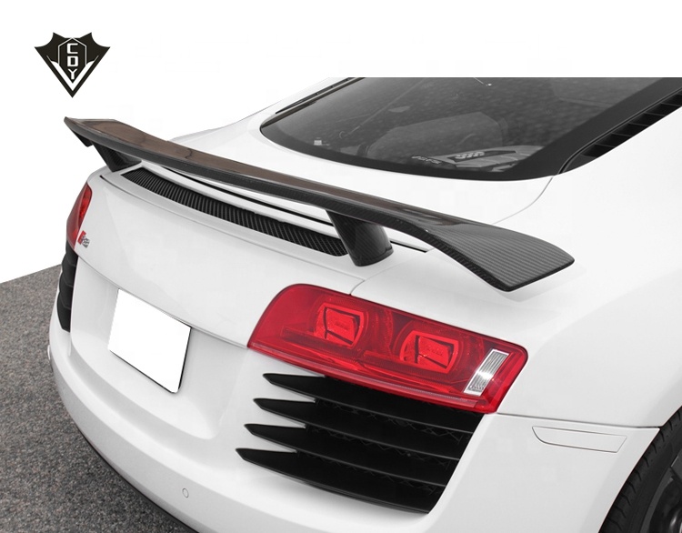 JC SPORTLINE fits Audi R8 GT V8 V10 Coupe 2007-2015 Carbon Fiber Rear Spoiler Deck Lip Trunk Wing 3pcs//Set