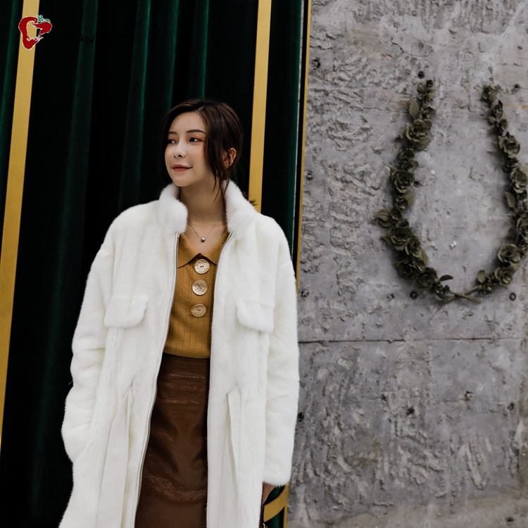 Mink Fur Coat Woman Winter Coat Japan Style Long Winter Coat