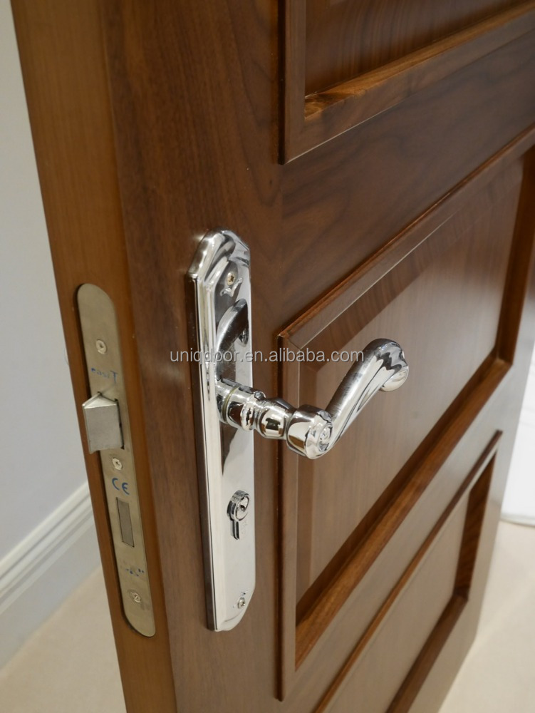 Uniqdoor interior teak wood veneered 4 panel door designs