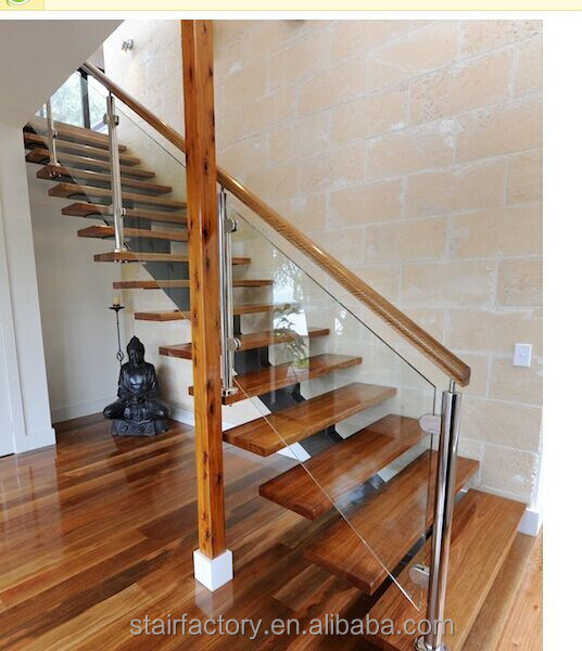 Австралийская модная стальная деревянная лестница, стеклянный забор, однолучевая лестница, L-503