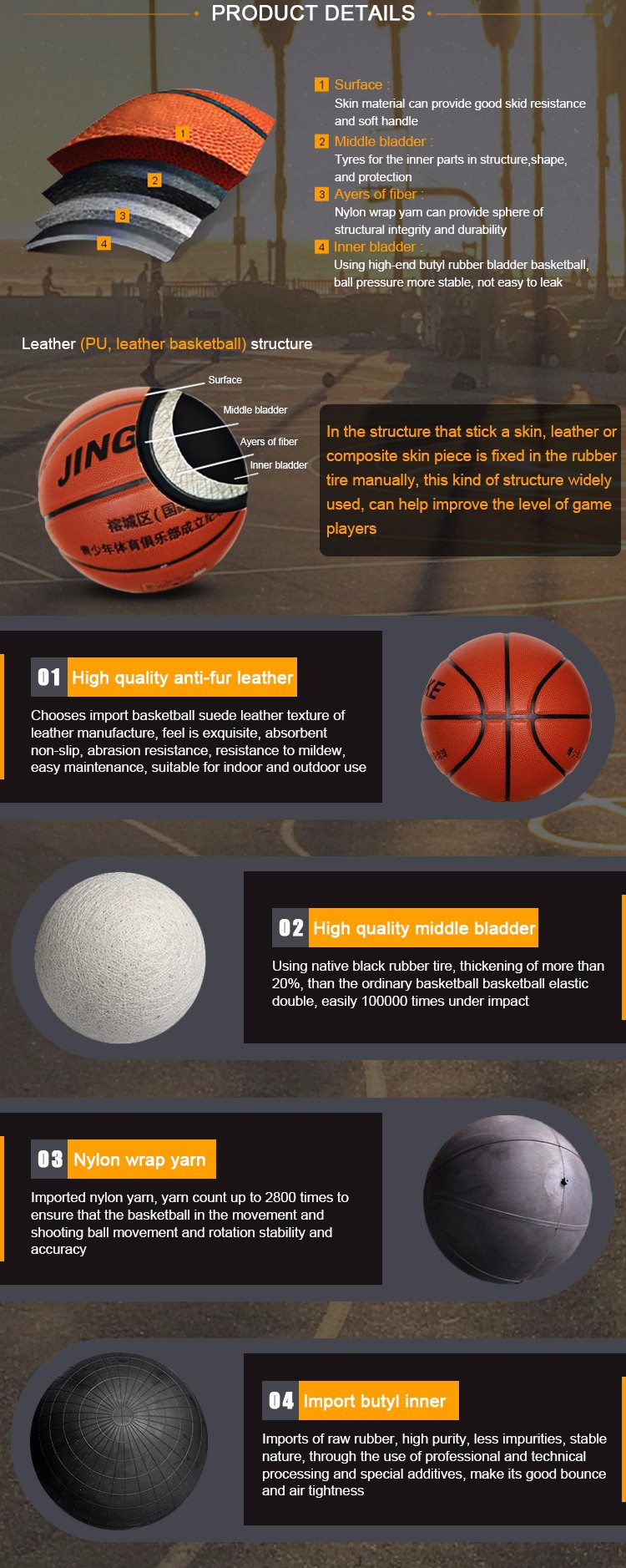 Basket-ball en caoutchouc personnalisé, taille 7, prix d'usine, intérieure