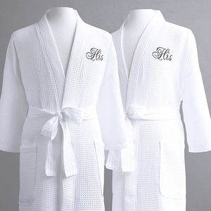 Comfortable 100% Cotton White Waffle Fabric kimono Collar Bathrobe for Adult