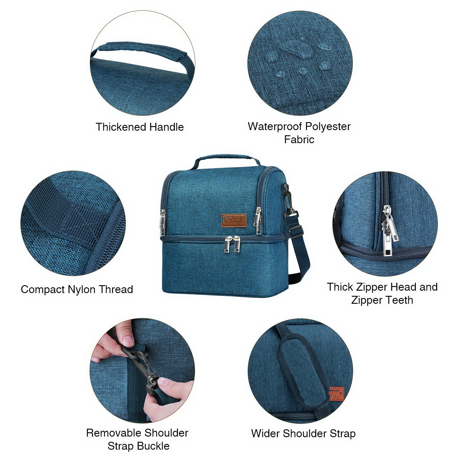 حقيبة تبريد مخصصة للأطعمة الكاملة بمقصورة مزدوجة حقيبة تبريد معزولة لتناول طعام الغداء