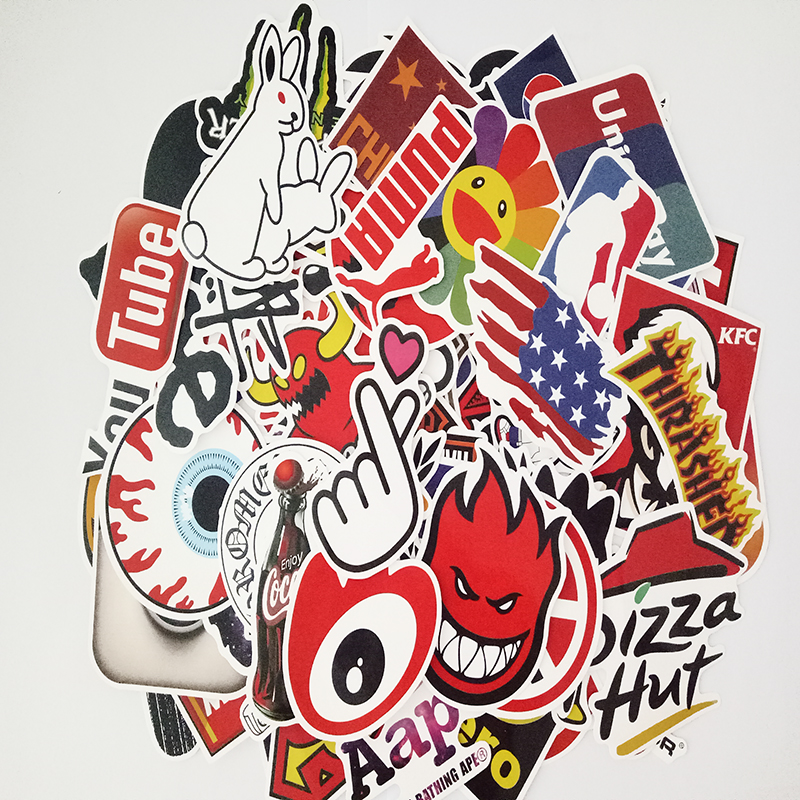 100 шт., водонепроницаемые наклейки для скейтборда, гитары, чемодана, ноутбука