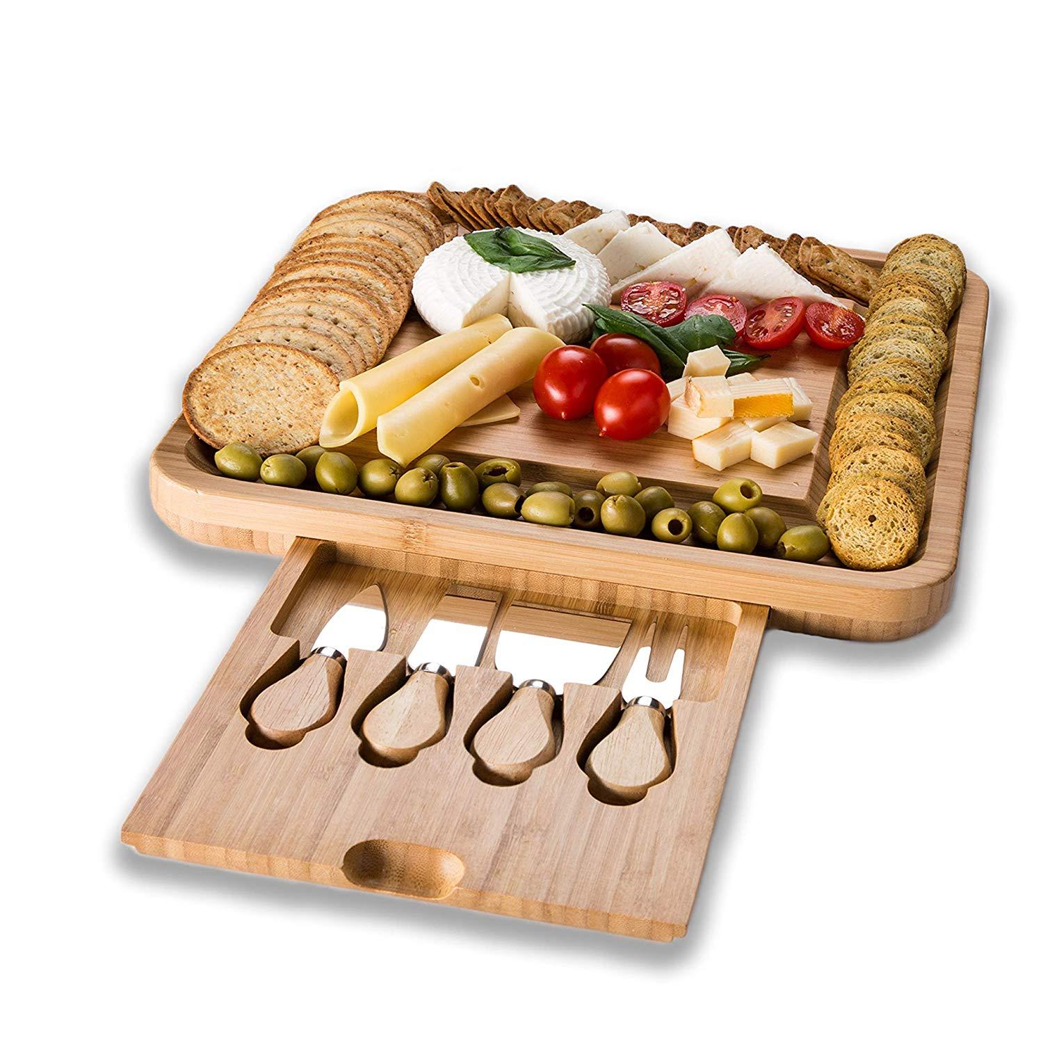 buy bamboo cheese board with cutlery,bamboo cheese board and