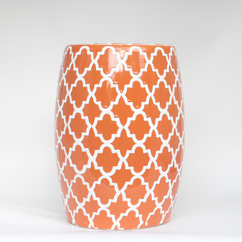 Home decoration flower standing ceramic garden drum seat Shoe changing porcelain stool in entryway  for wholesale
