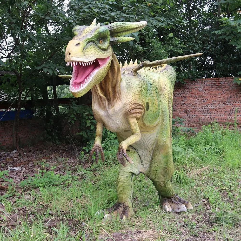 Animated robotic hidden legs realistic dinosaur costume for sale. 