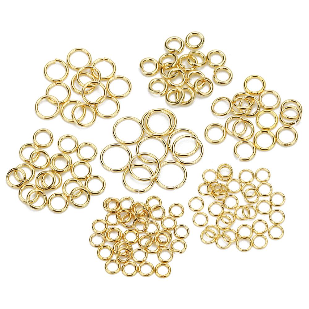 100 Pieces 4mm Stainless Steel Open Jump Ring DIY Connector 22K Gold Plated