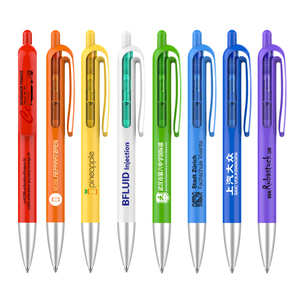 Transparent window plastic promotional ball pen customs logo ballpoint pens