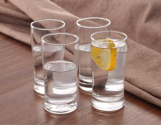 Haonai 5pcs glass drinking set 1.L glass water jug with 4 glass tumbler for juice