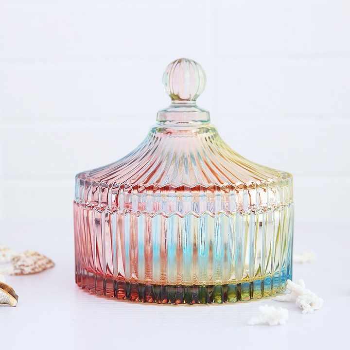 Clear Crystal Small Glass Candy Jar Diamond Clear Glass Candy Jar