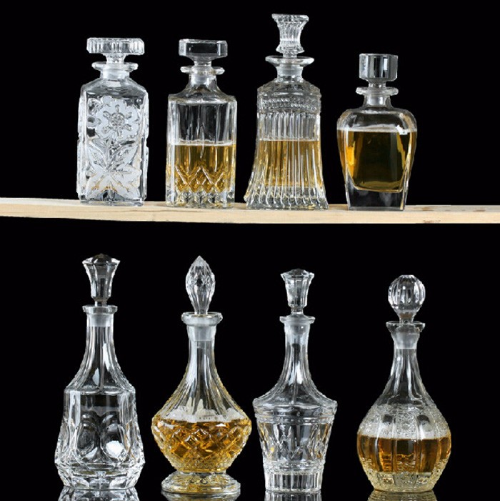 750ml glass whisky bottle Square whisky decanter set