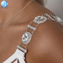 Conectores de biquíni strass com alça de ombro de cristal transparente 12.5*1.8mm
