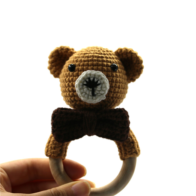 Ручной Работы Коричневый медведь вязаный крючком Прорезыватель