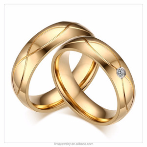 New 18K Gold Rings Design 2018 Stainless Steel Couple Wedding Jewelry Free Sample LVR008