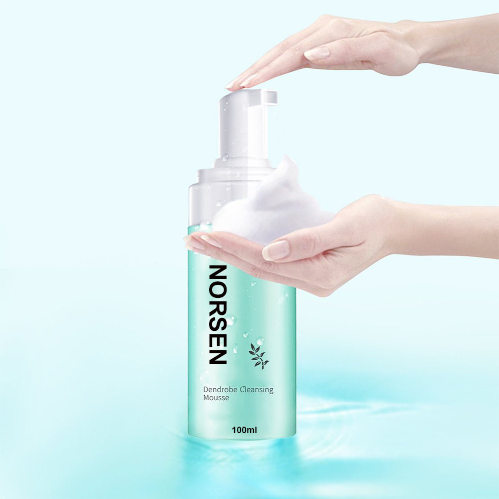 High Quality Private Label Deep Cleansing Moisturizing Dendrobe Cleansing Mousse Plastic Bottle 100ml Adults Face Female 3 Years