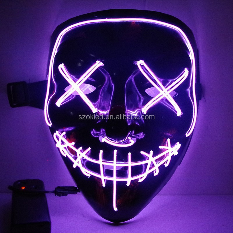 Máscara LED De Halloween Con Luces - 3 Modos (Fija, Flash Lento/Rápido), Ligera, Ajustable, Para Fiestas Y Disfraces