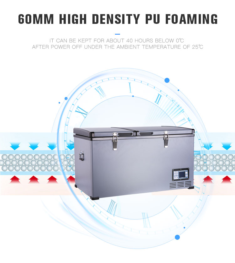Cold Rolled Steel BCD80l 12/24v Portable Dual Zone Freezer Compressor Car Fridge Caravan Camping Yacht