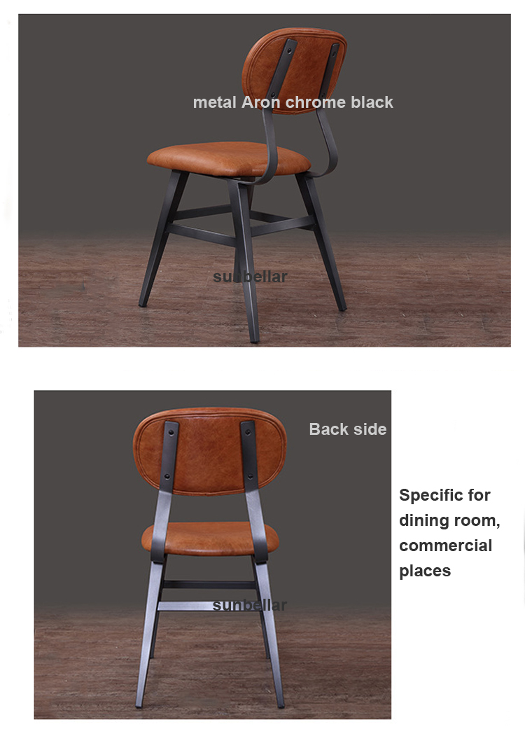 loft industrial furniture chair genuine leather vintage dining chair metal Aron luxury dinning chair for restaurant