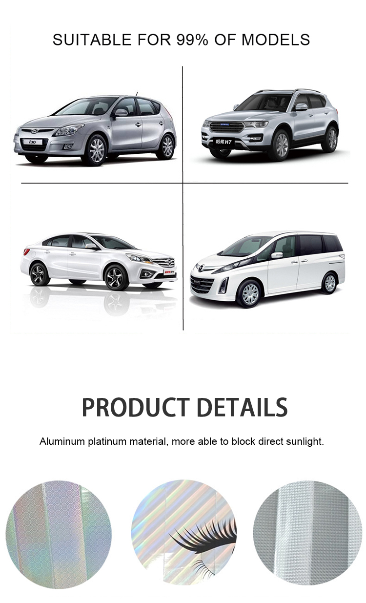 ZY-Q-045 car Front glass laser aluminum car sunshades protector car windshield Foldable sun shade