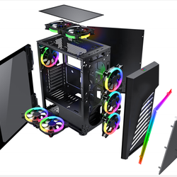 Y01 2019 nova chegada 210mm largura capa gamer para pc com luzes de tira rgb/metal mesh gaming pc mid tower chassis