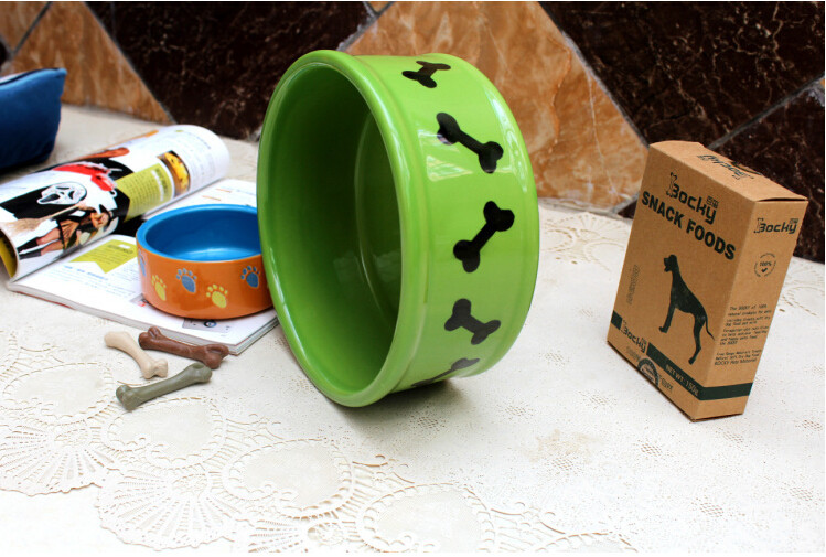 Haonai 8 inch big stoneware dog bowl dog fish dog feeder