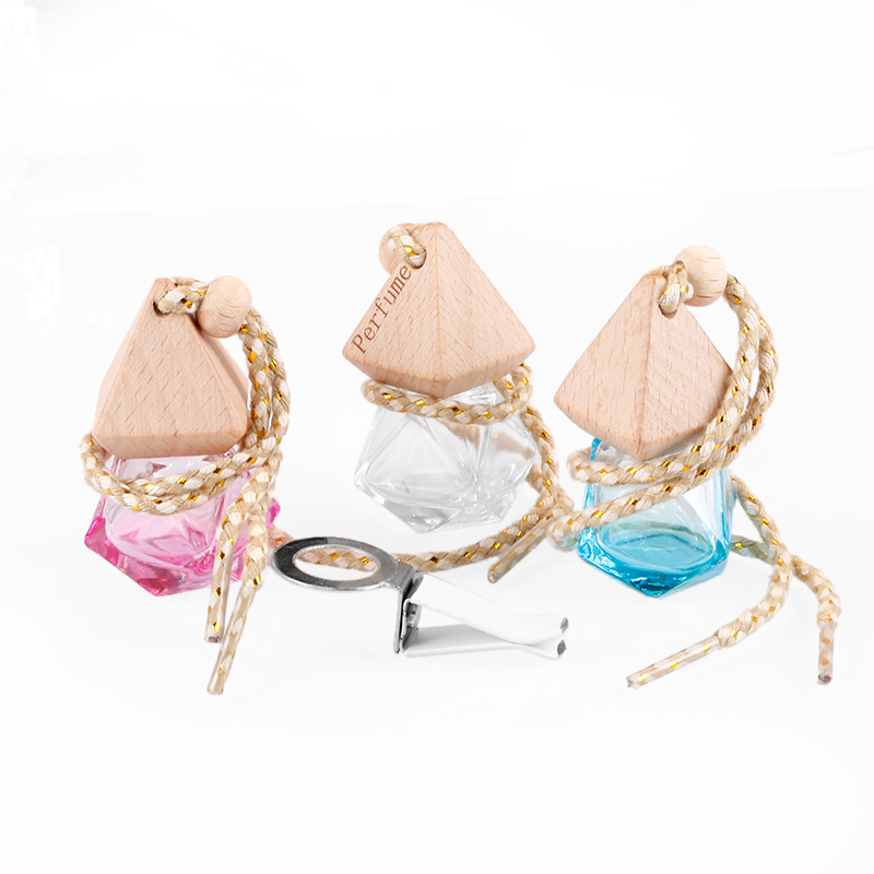 Hanging Car Perfume Glass Bottle Essential Oil Diffuser, Aromatherapy Car Air Freshener